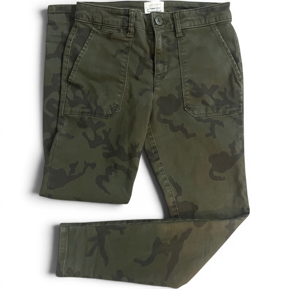 Sanctuary Standard Surplus Camo Pants Women 25 Skinny Ankle Utility